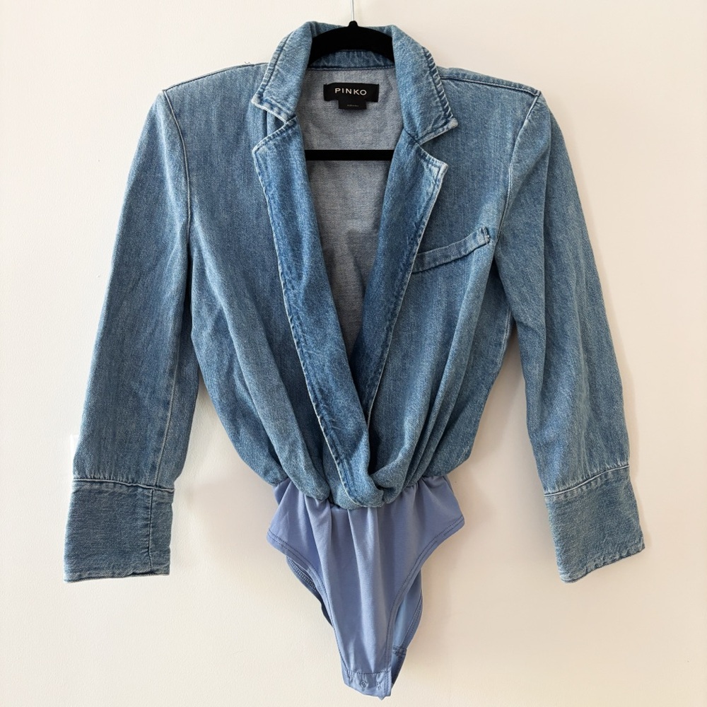 Pinko Women's Denim Blue Bodysuit Top